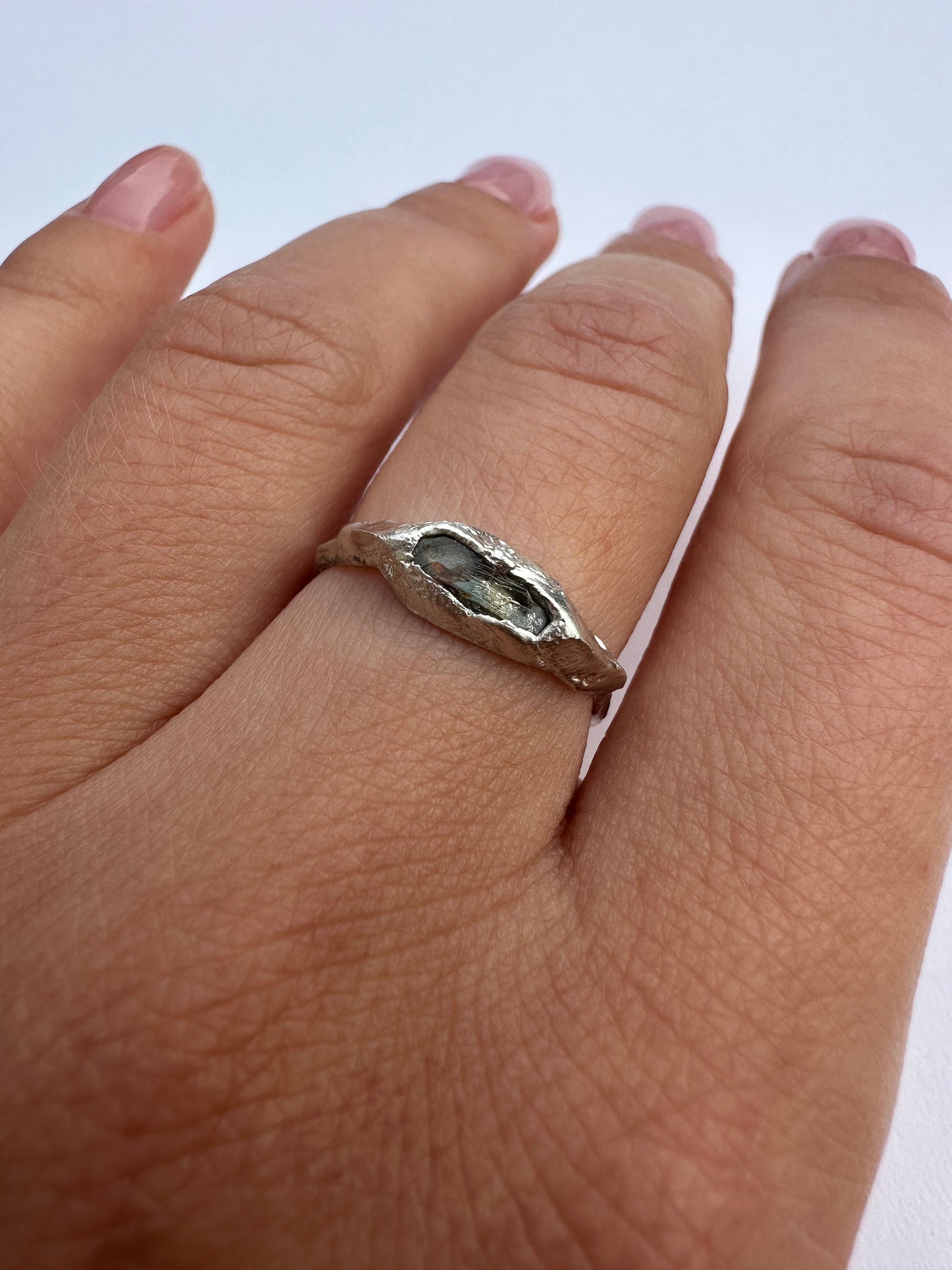 Handcrafted Silver Ring with Natural Sapphire