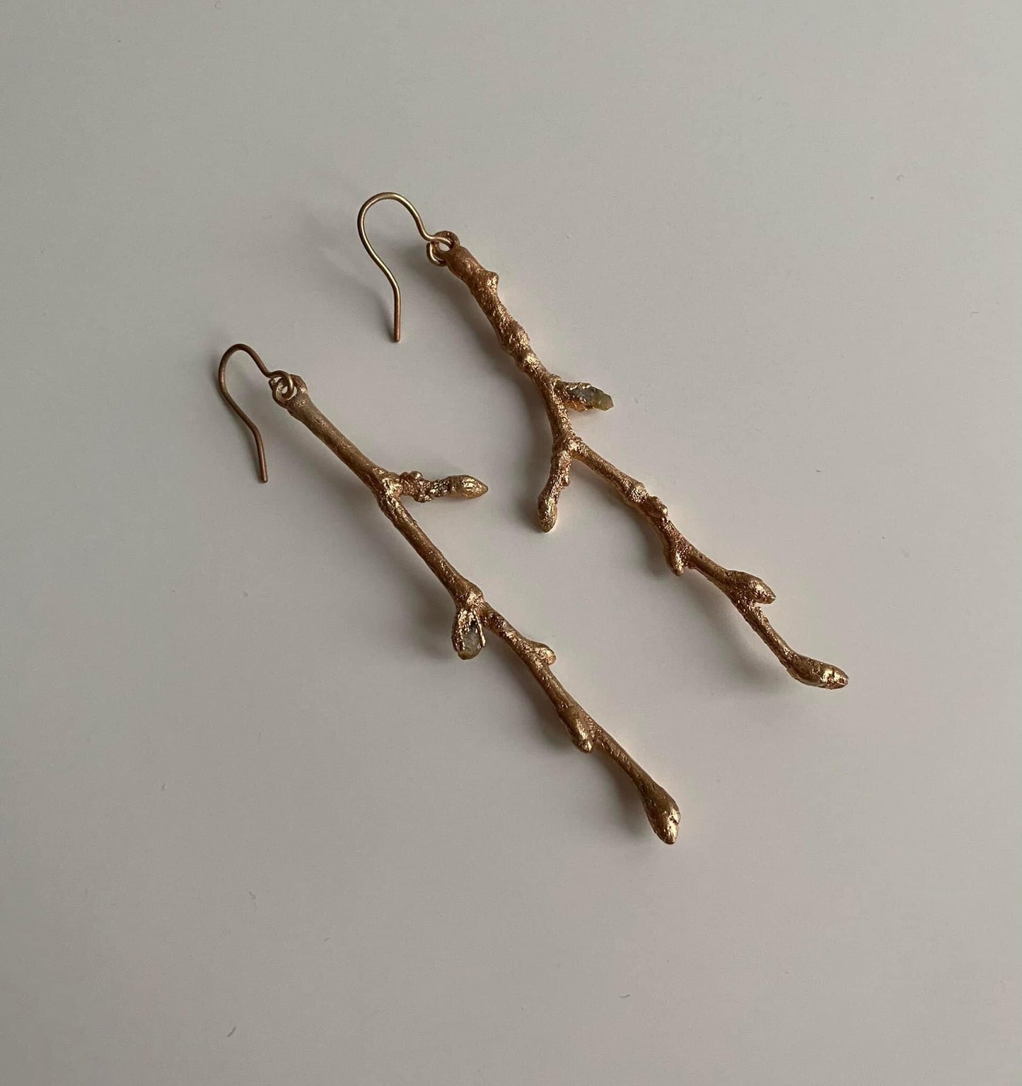 Golden Branches Earrings | Citrine Earrings | Handmade Long Earrings | Twigs Earrings