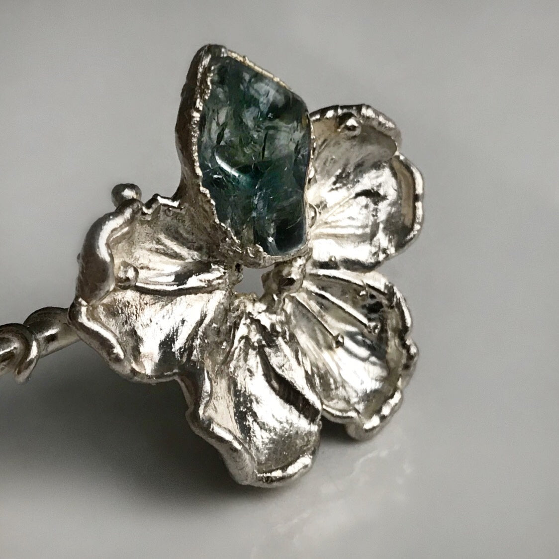 Blue topaz bracelet with real apple flower