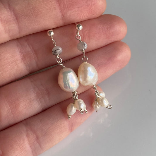 Pearl silver earrings