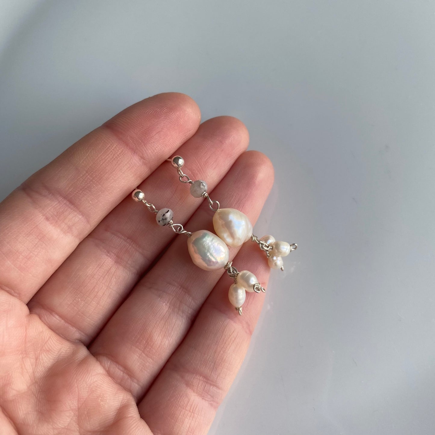 Pearl silver earrings