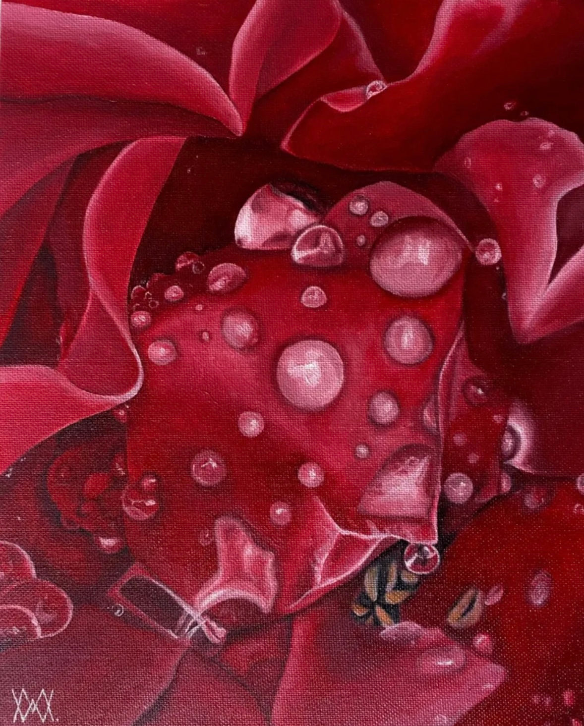 Flowers Oil Painting, Rose Painting, Red rose art, flower wall decore