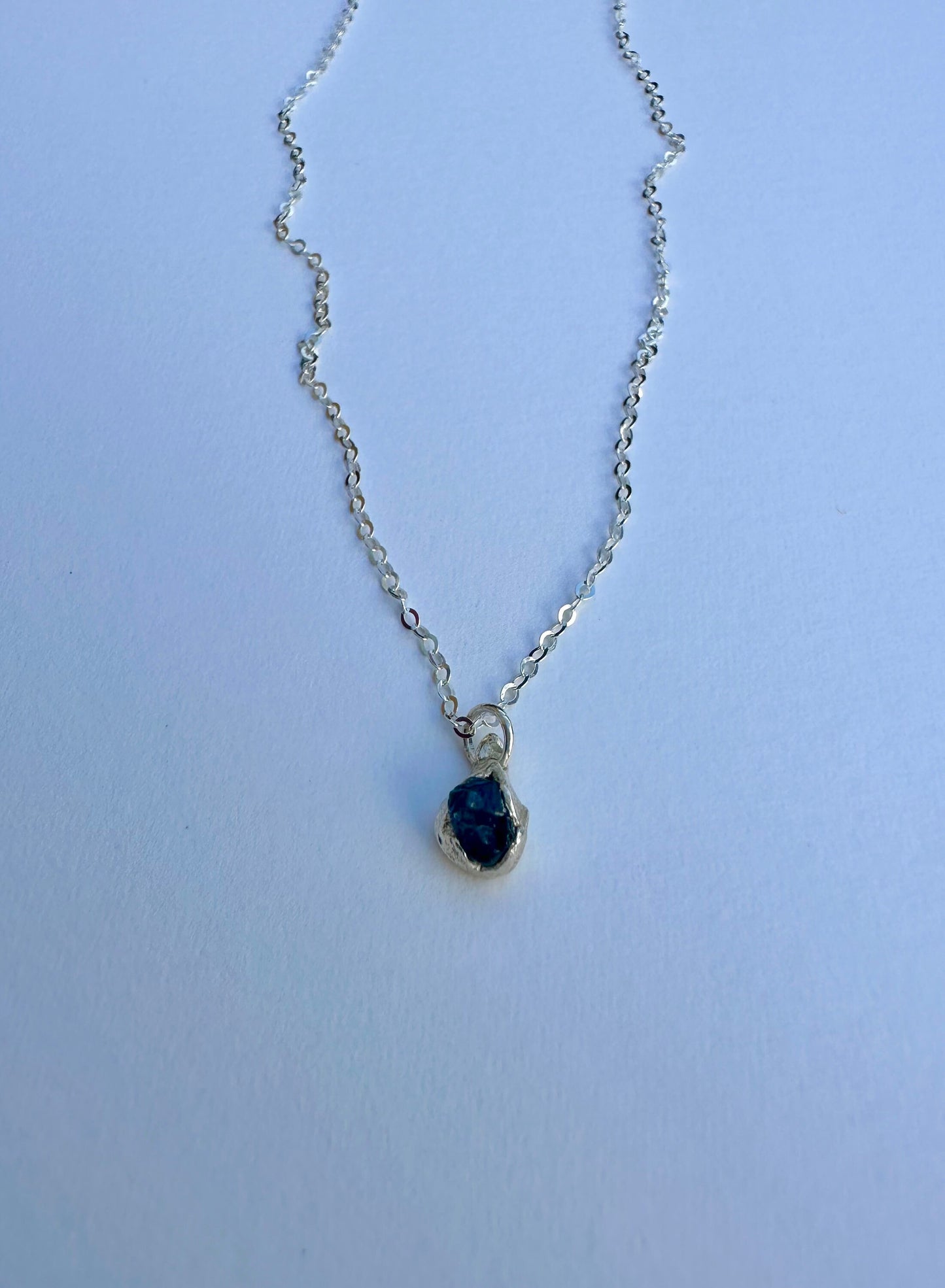 Blue sapphire pendant silver necklace