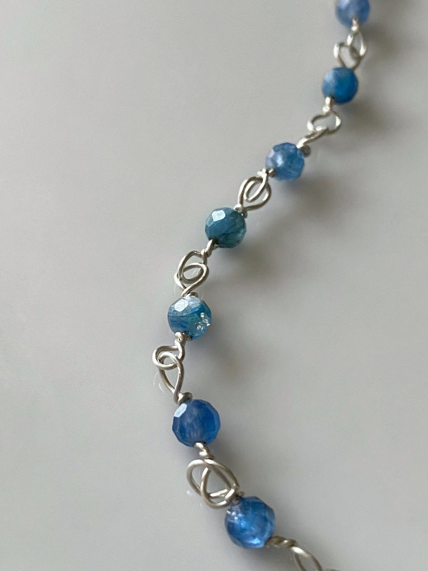 Handcrafted Silver Kyanite Necklace, Blue Stone Chain