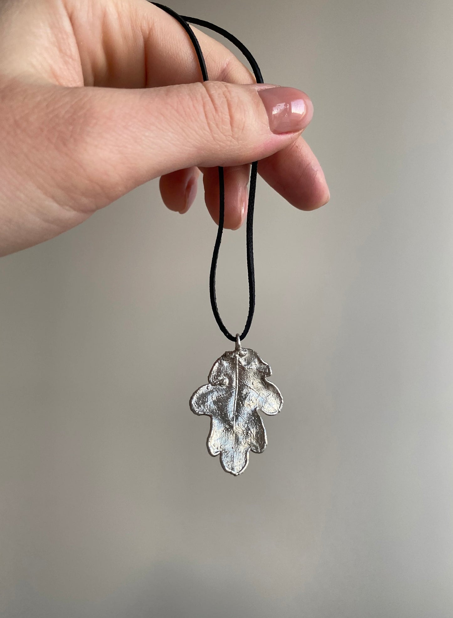 Silver Oak Leaf Pendant, Floral Necklace