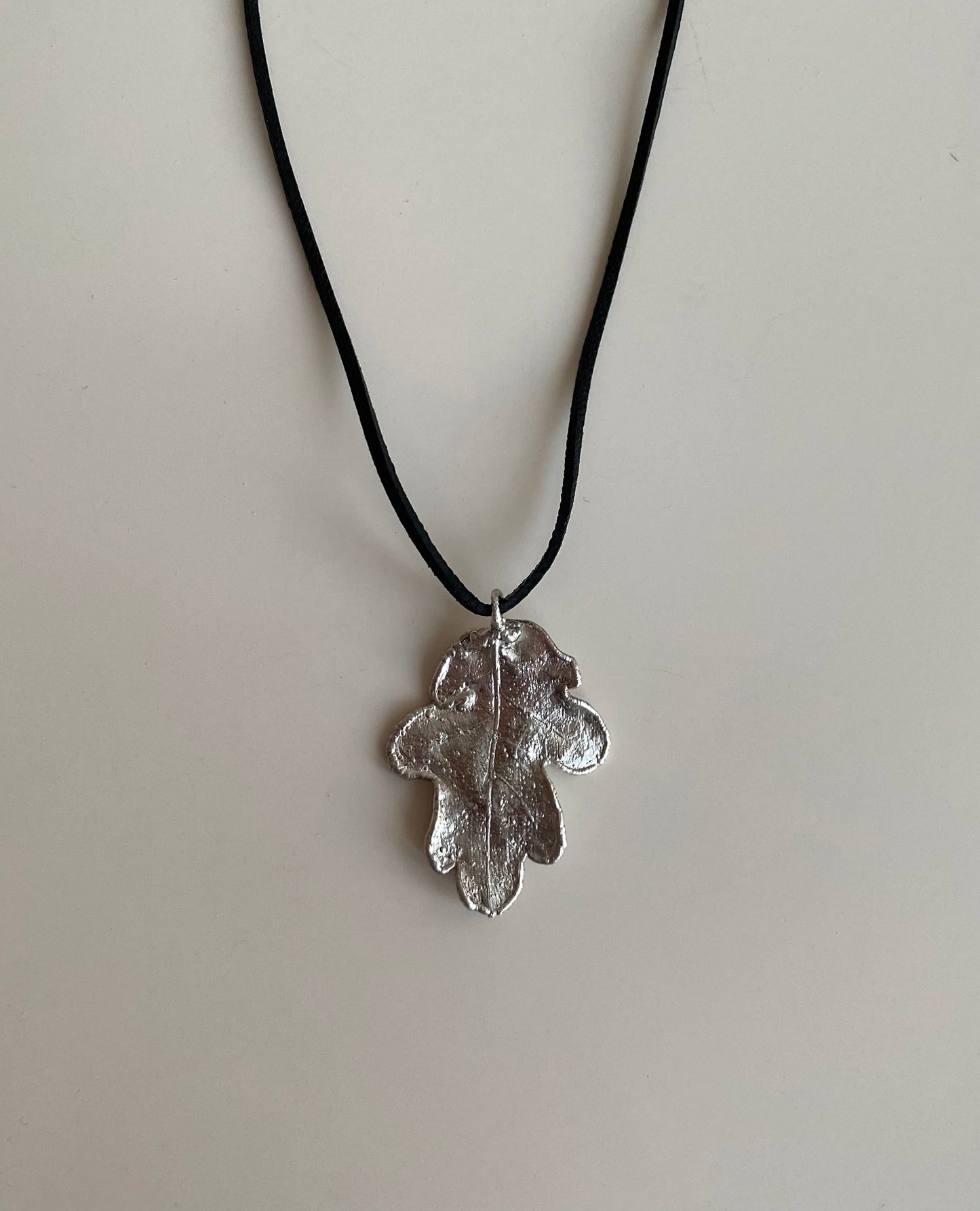 Silver Oak Leaf Pendant, Floral Necklace