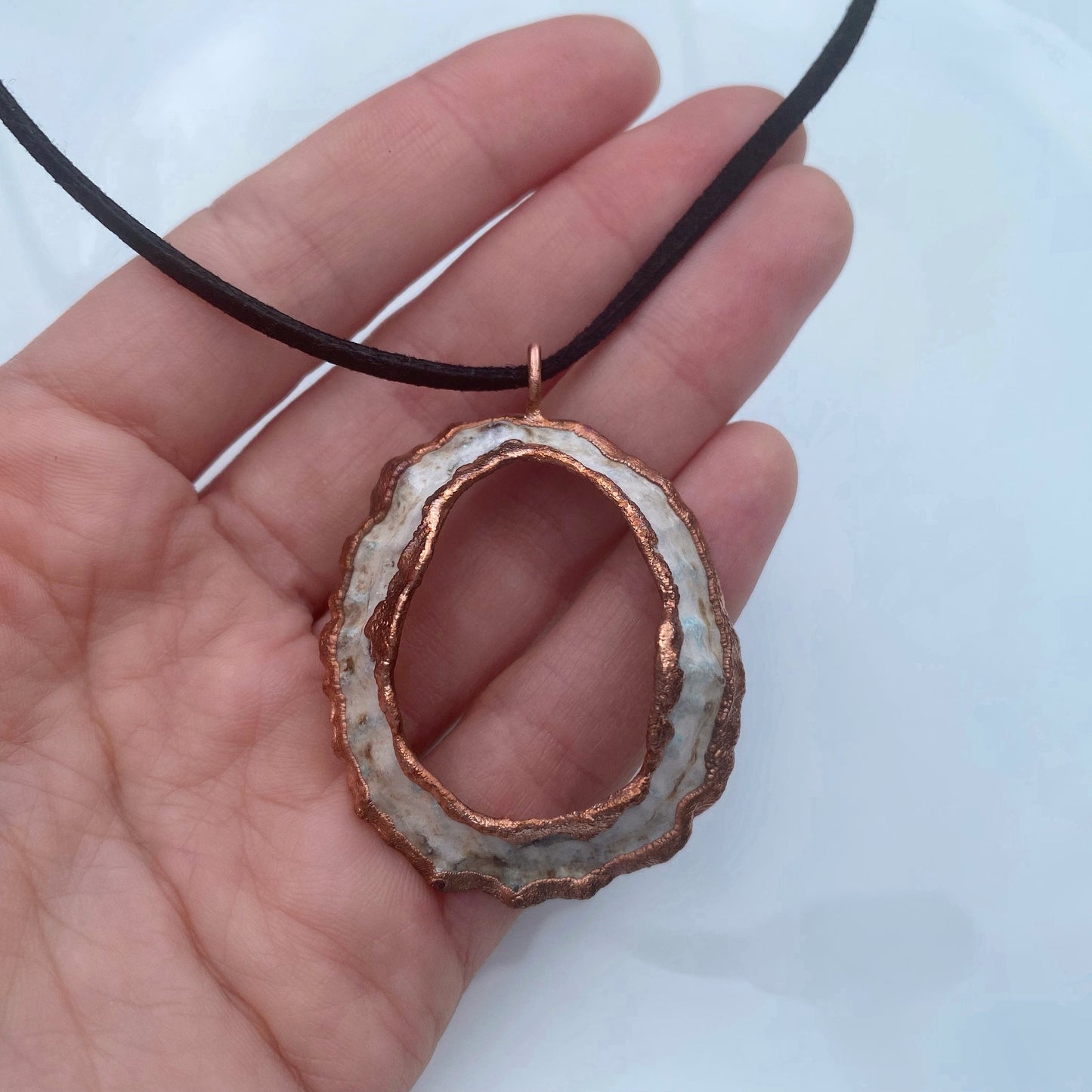 Copper Seashell Pendant, Handcrafted Shell Necklace