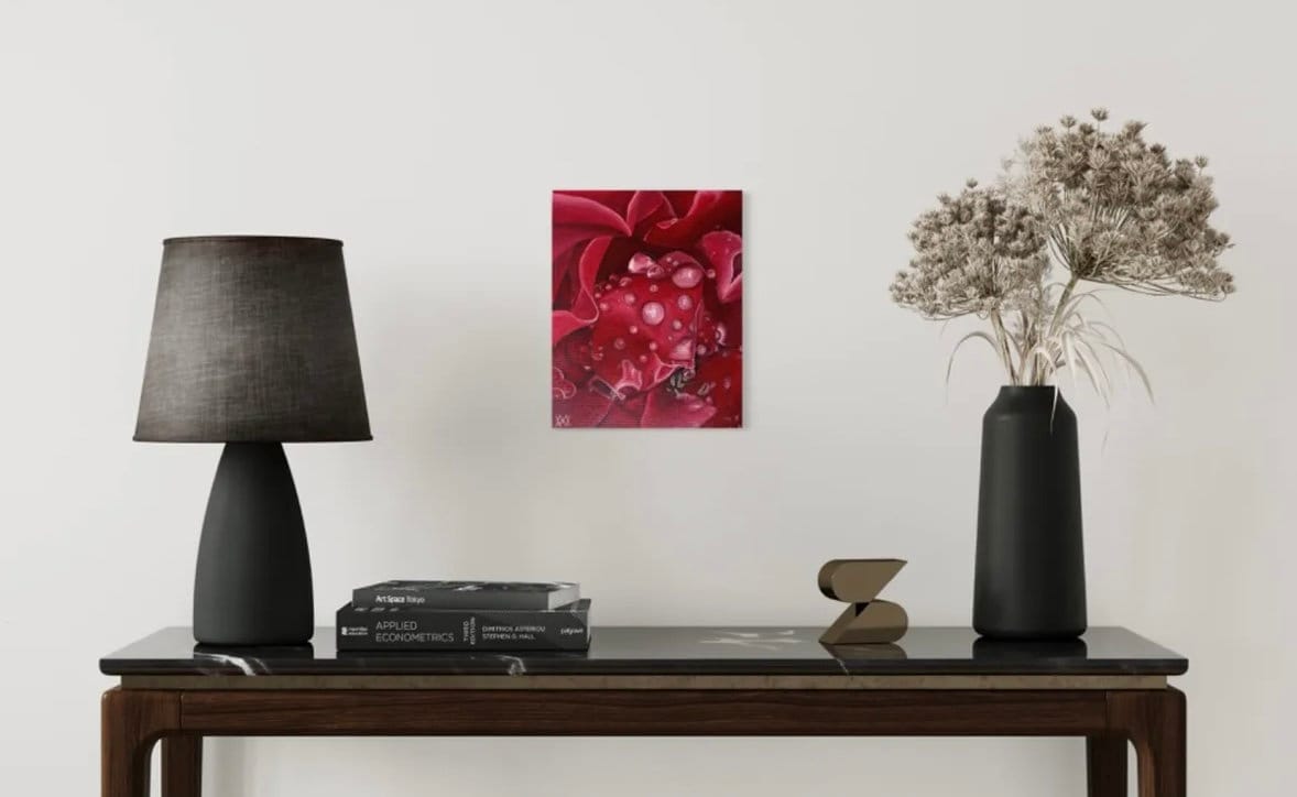 Flowers Oil Painting, Rose Painting, Red rose art, flower wall decore