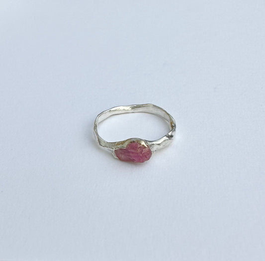 Handcrafted Silver Ring with Natural Pink Sapphire