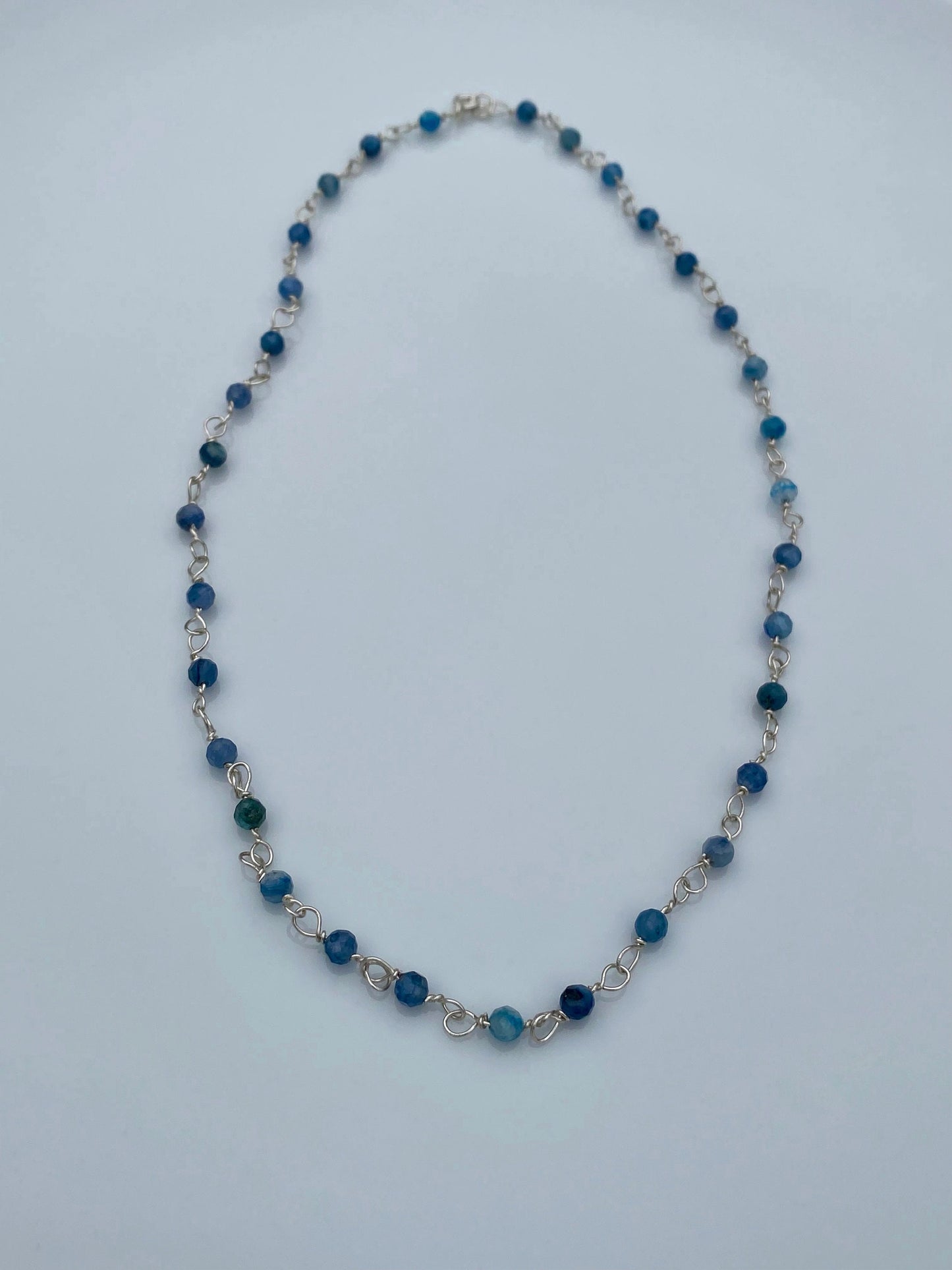 Handcrafted Silver Kyanite Necklace, Blue Stone Chain