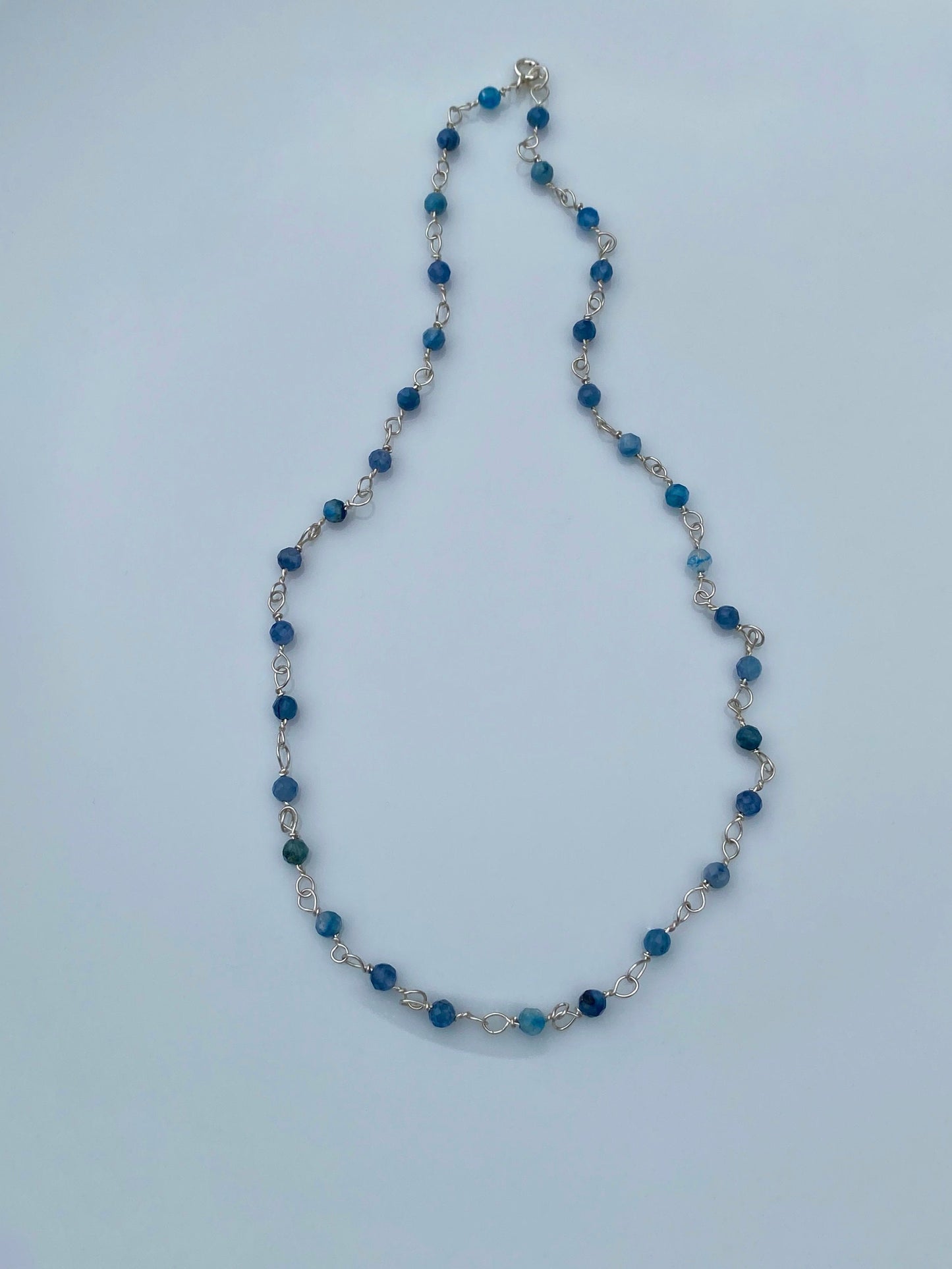 Handcrafted Silver Kyanite Necklace, Blue Stone Chain