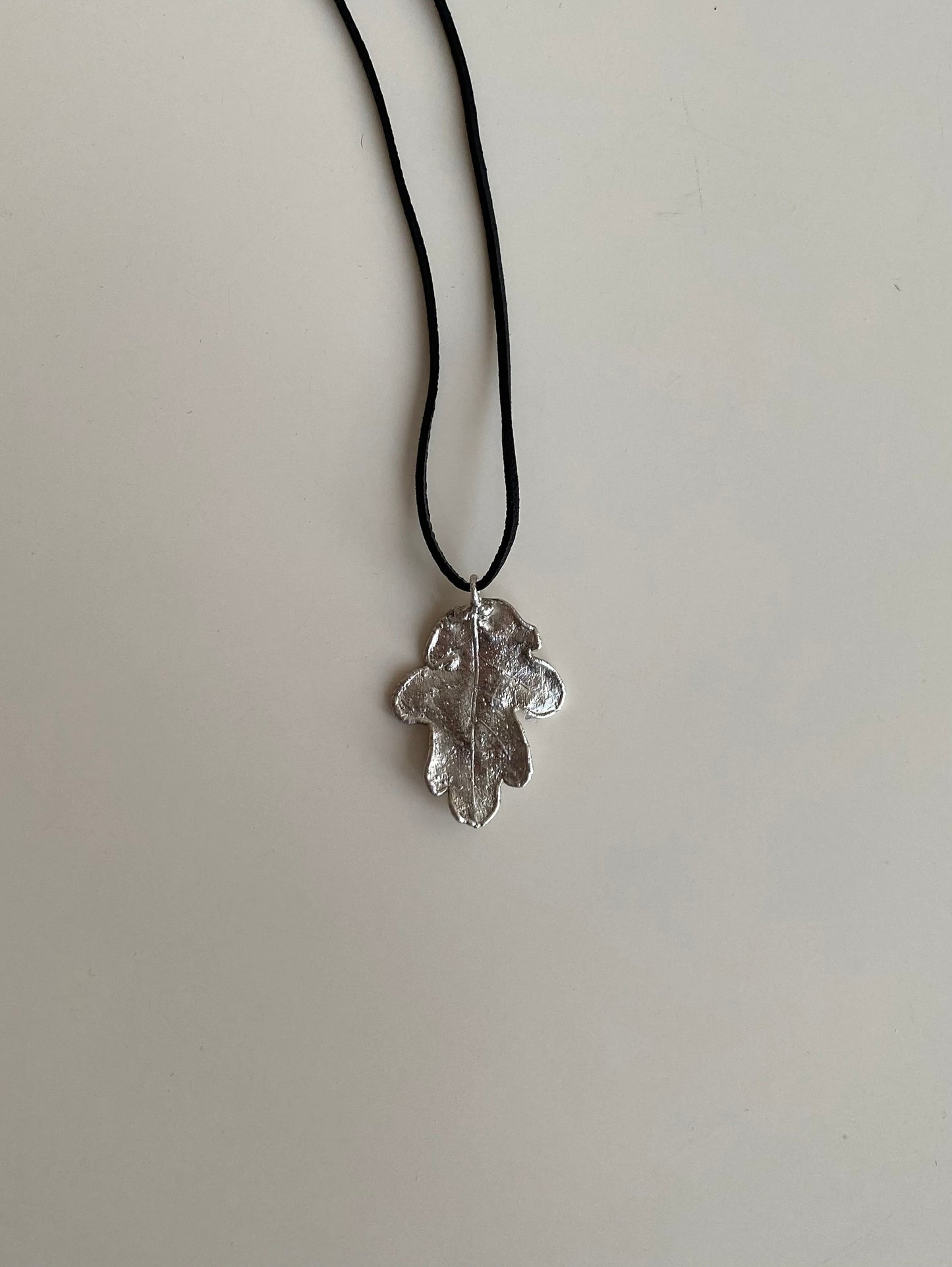 Silver Oak Leaf Pendant, Floral Necklace