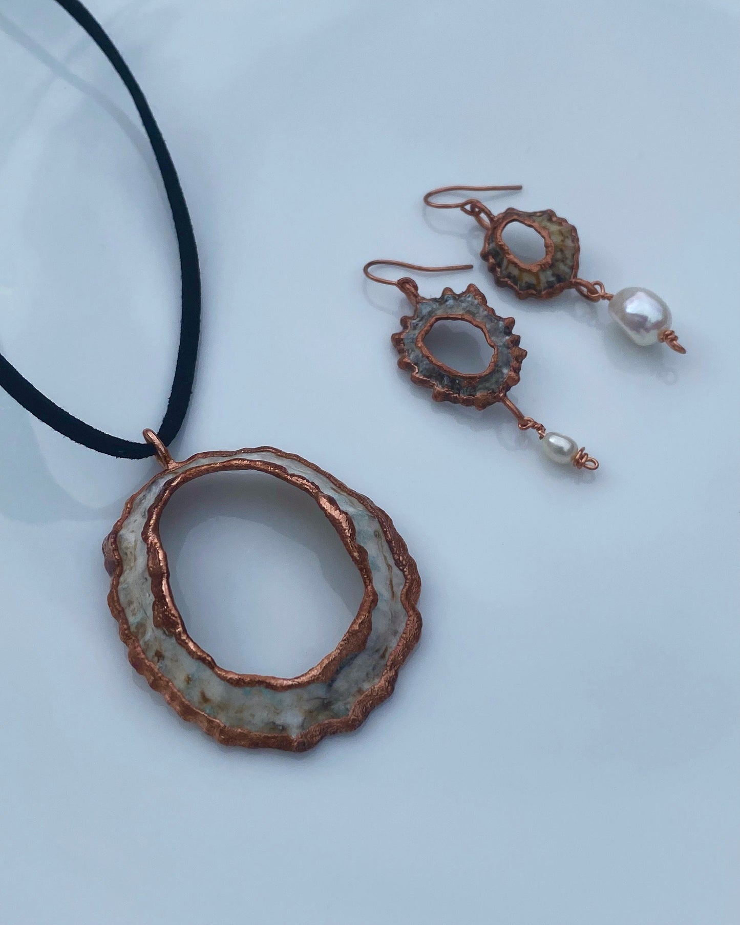 Copper Seashell Pendant, Handcrafted Shell Necklace