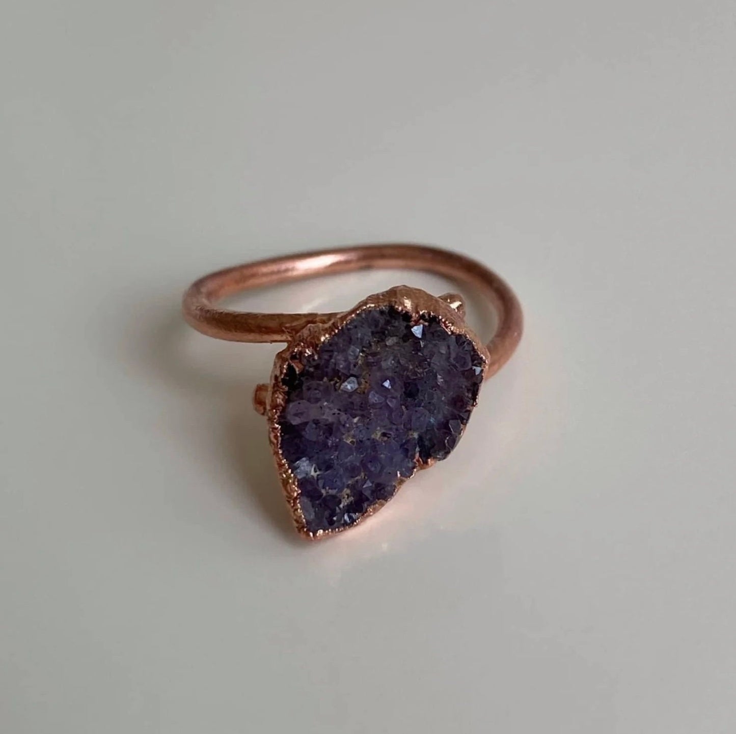 Handcrafted Copper Ring with Amethyst Druzy