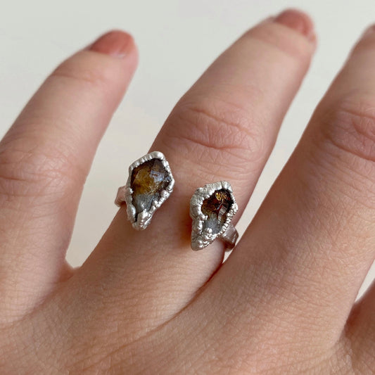 Handcrafted Silver Ring with Natural Citrine Stones