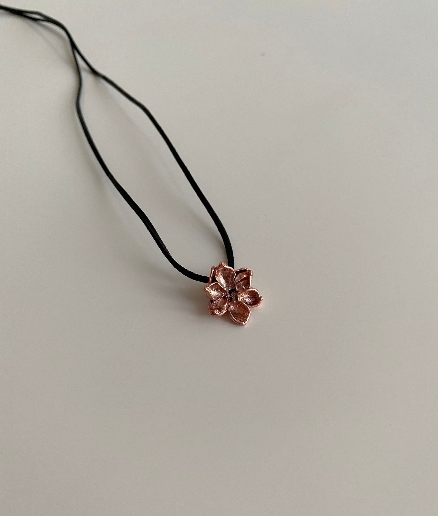 Flower Necklace, Handcrafted Copper Pendant with Lilac Flower