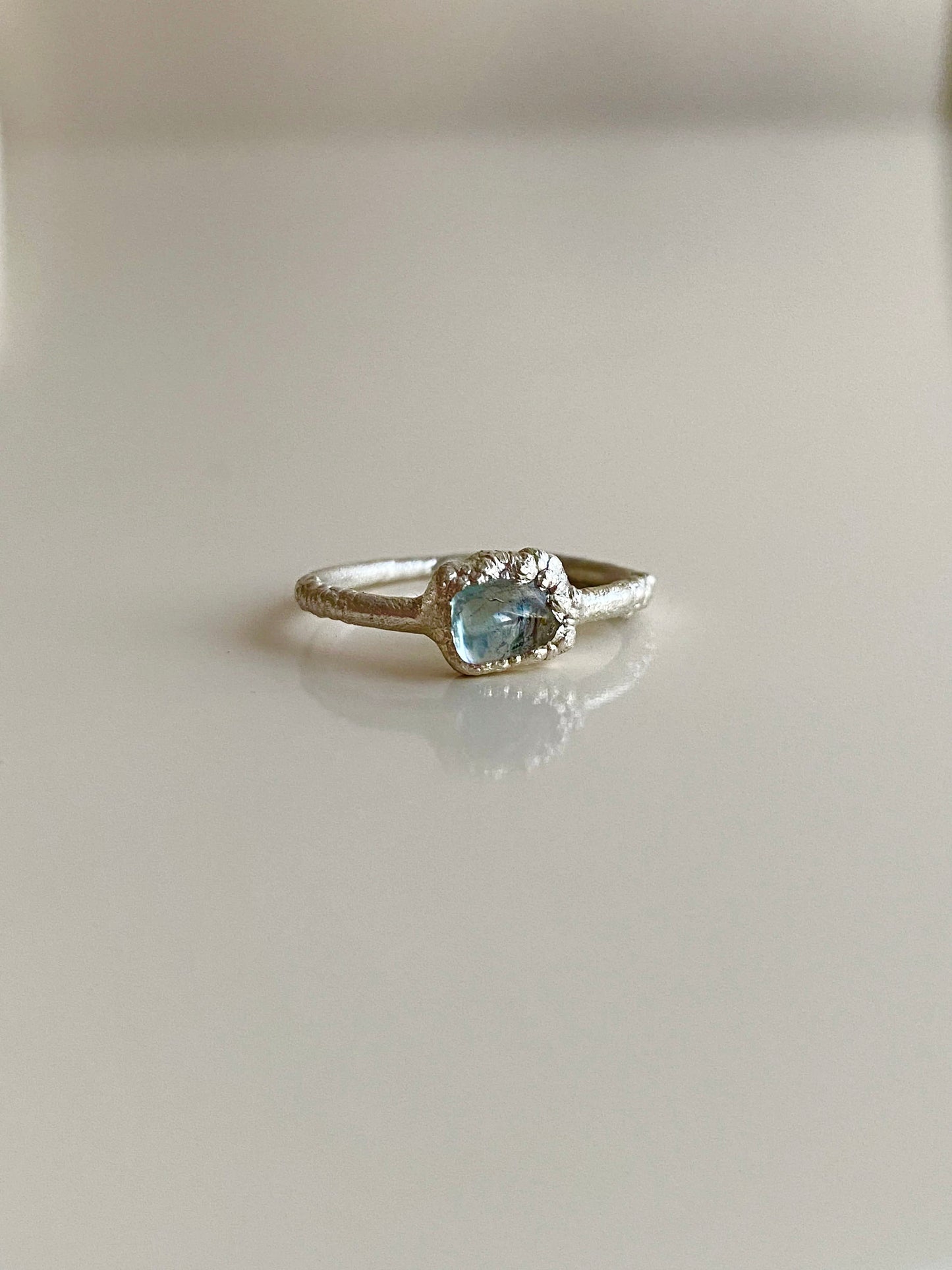 Silver Ring with Blue Topaz, Nature Stone Ring