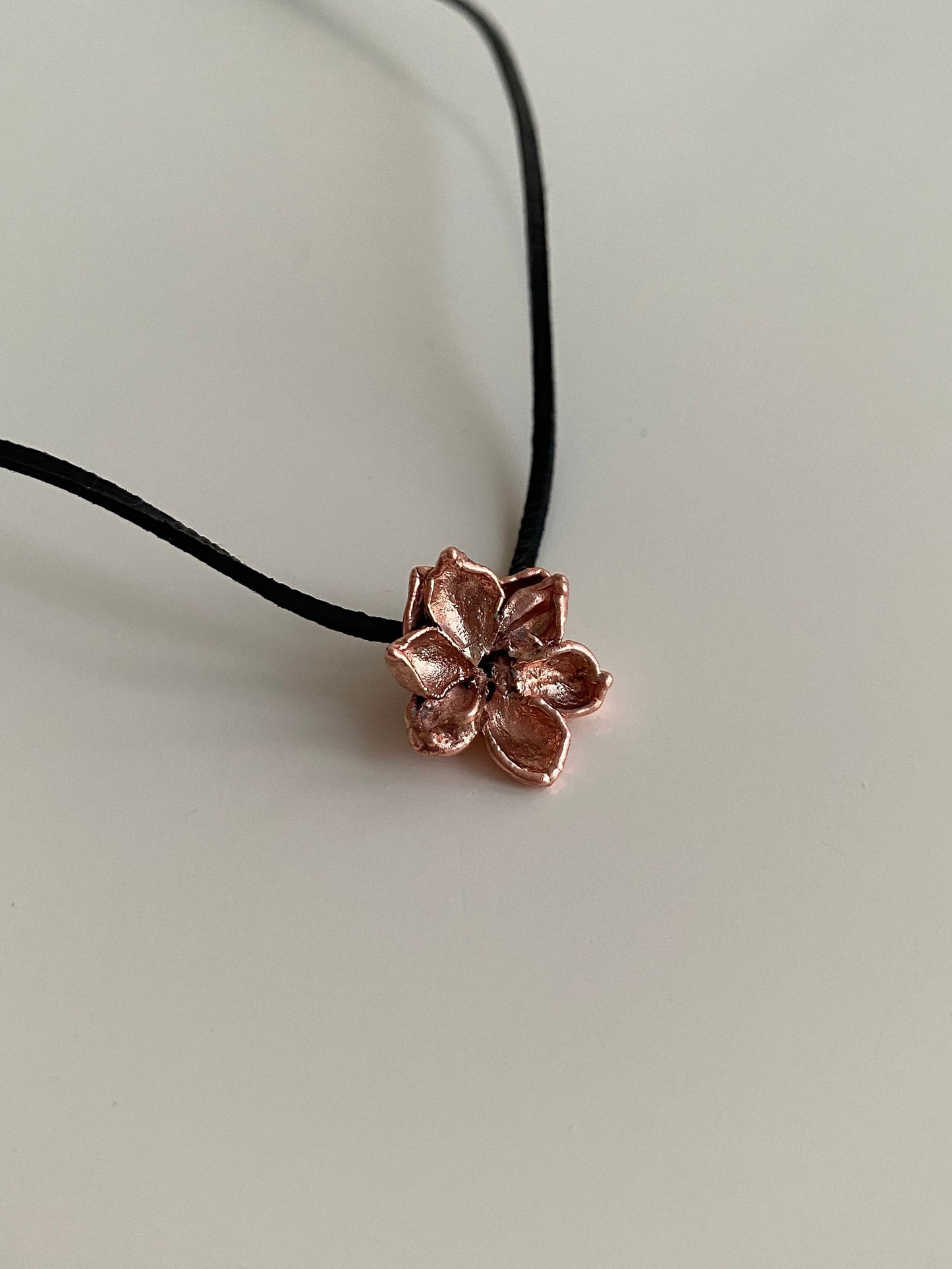 Flower Necklace, Handcrafted Copper Pendant with Lilac Flower