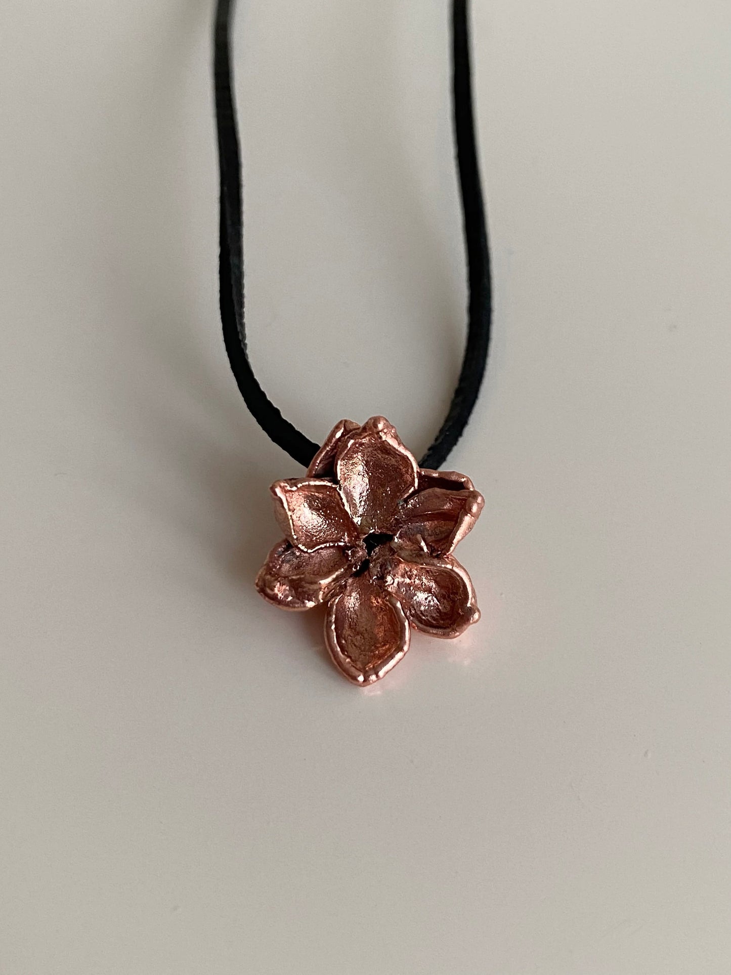 Flower Necklace, Handcrafted Copper Pendant with Lilac Flower