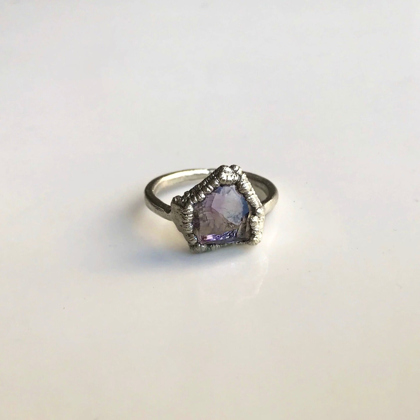 Handcrafted SilverRing with Amethyst, Violet Stones Ring