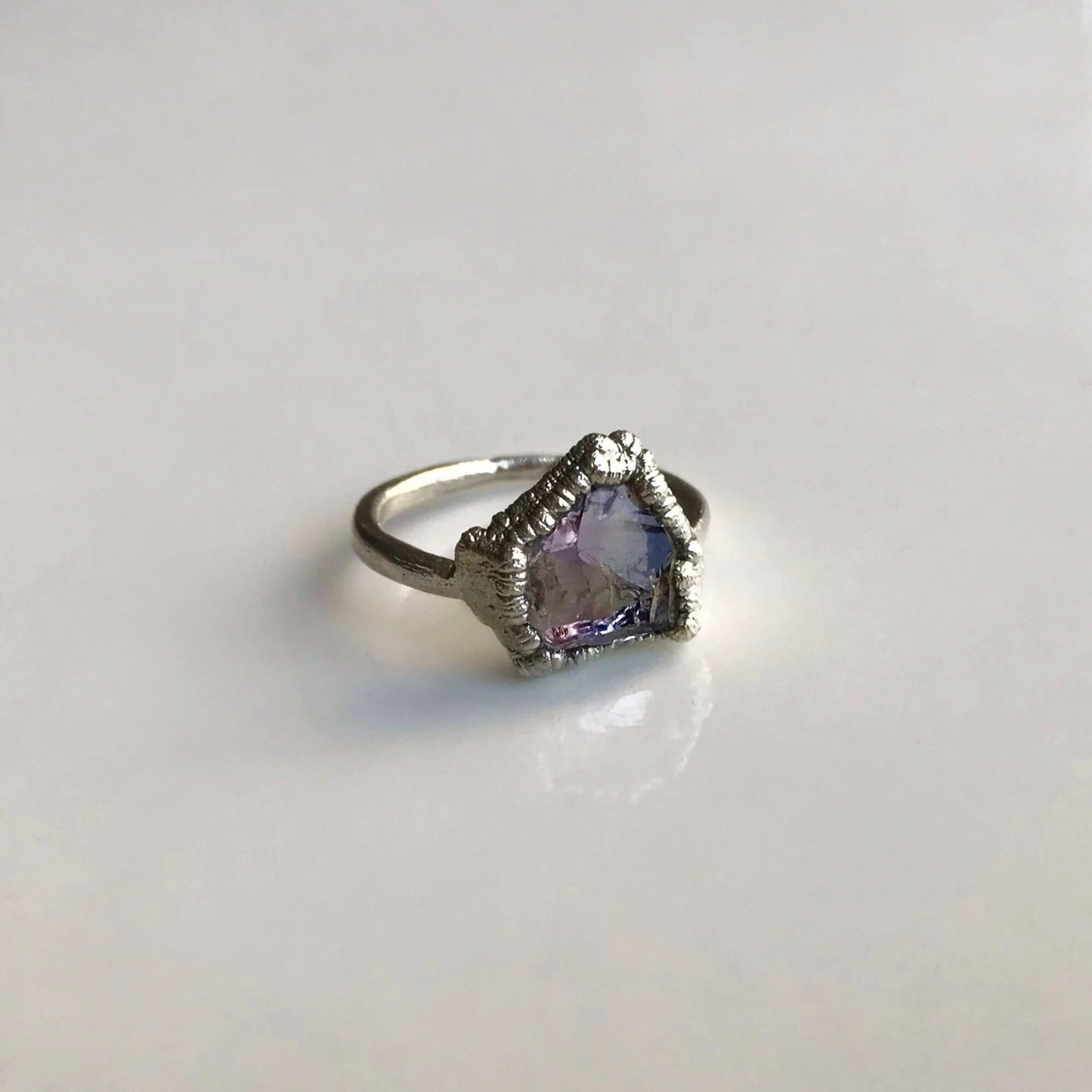 Handcrafted SilverRing with Amethyst, Violet Stones Ring