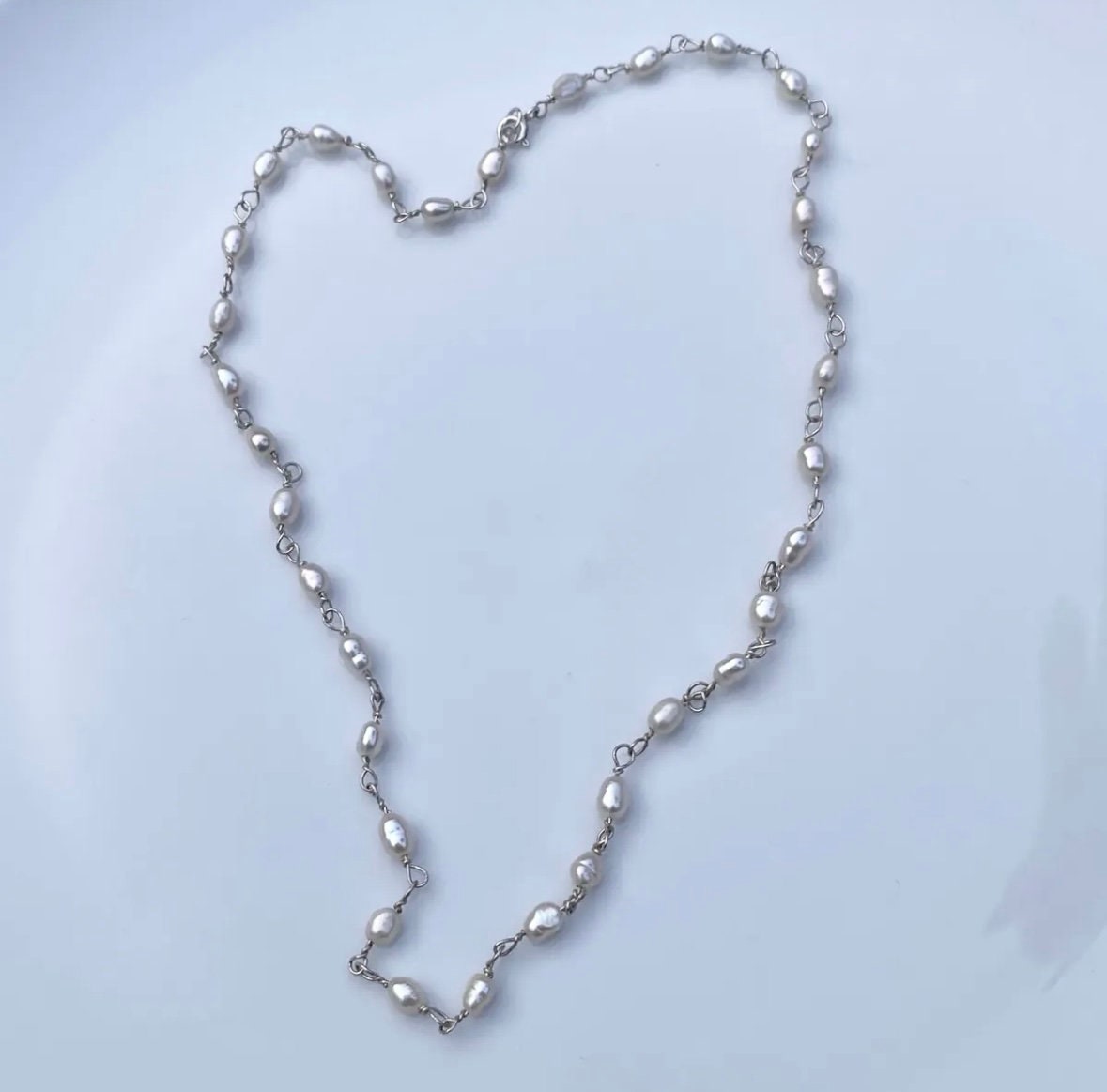 Handcrafted silver Necklace with natural Pearls, Silver Handmade Chain, Pearls Necklace