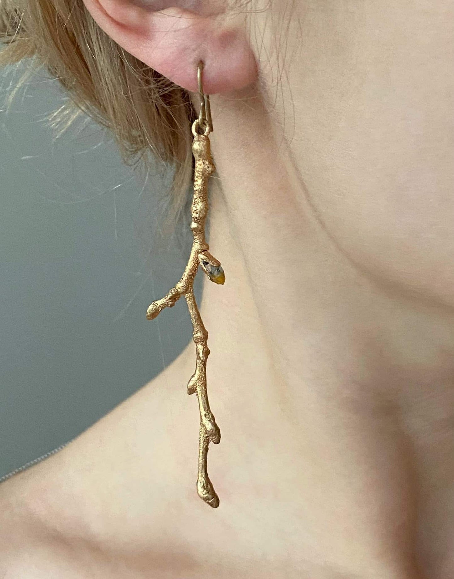 Golden Branches Earrings | Citrine Earrings | Handmade Long Earrings | Twigs Earrings