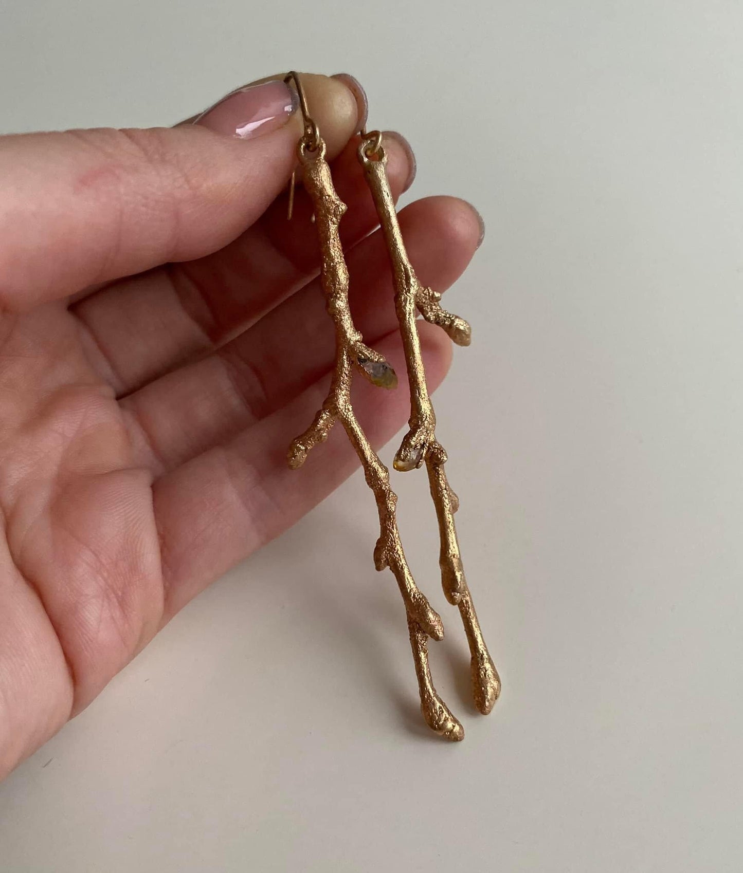 Golden Branches Earrings | Citrine Earrings | Handmade Long Earrings | Twigs Earrings