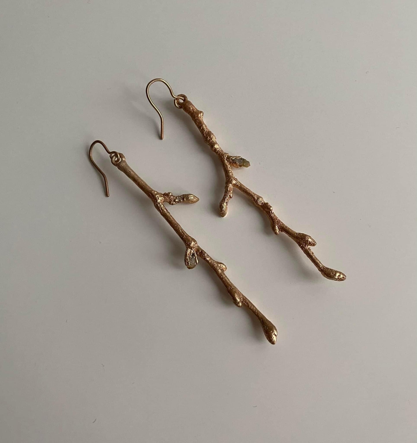 Golden Branches Earrings | Citrine Earrings | Handmade Long Earrings | Twigs Earrings