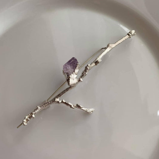 Amethyst brooch